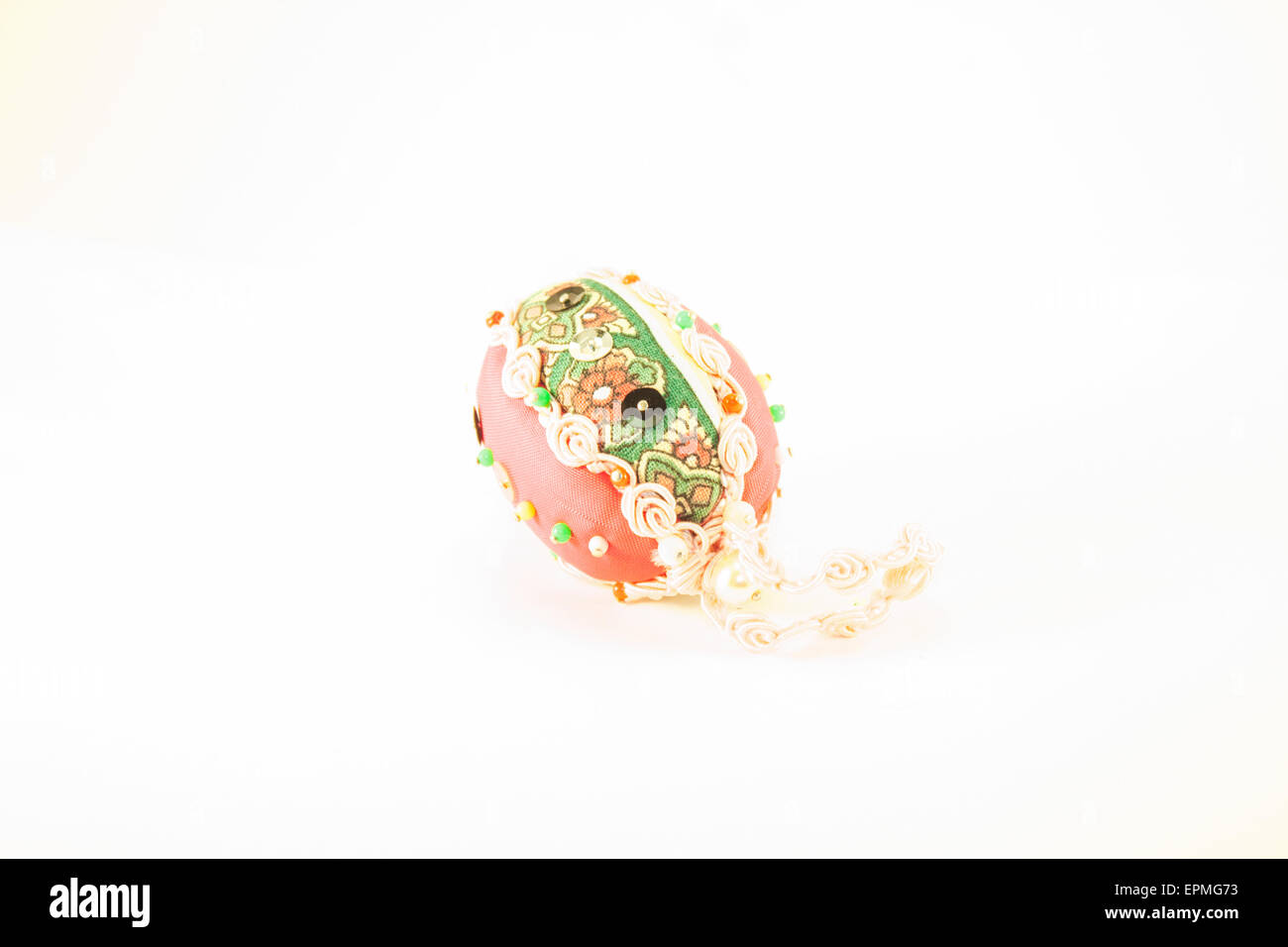 Pink easter egg, isolated on white background Stock Photo