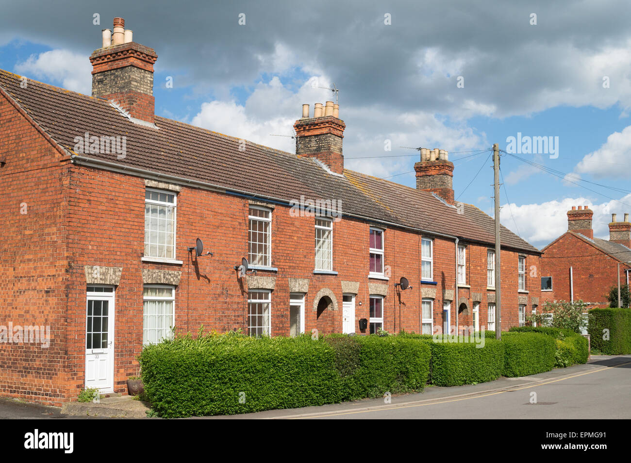 Brick built terrace of houses Spilsby, Lincolnshire, England, UK Stock Photo