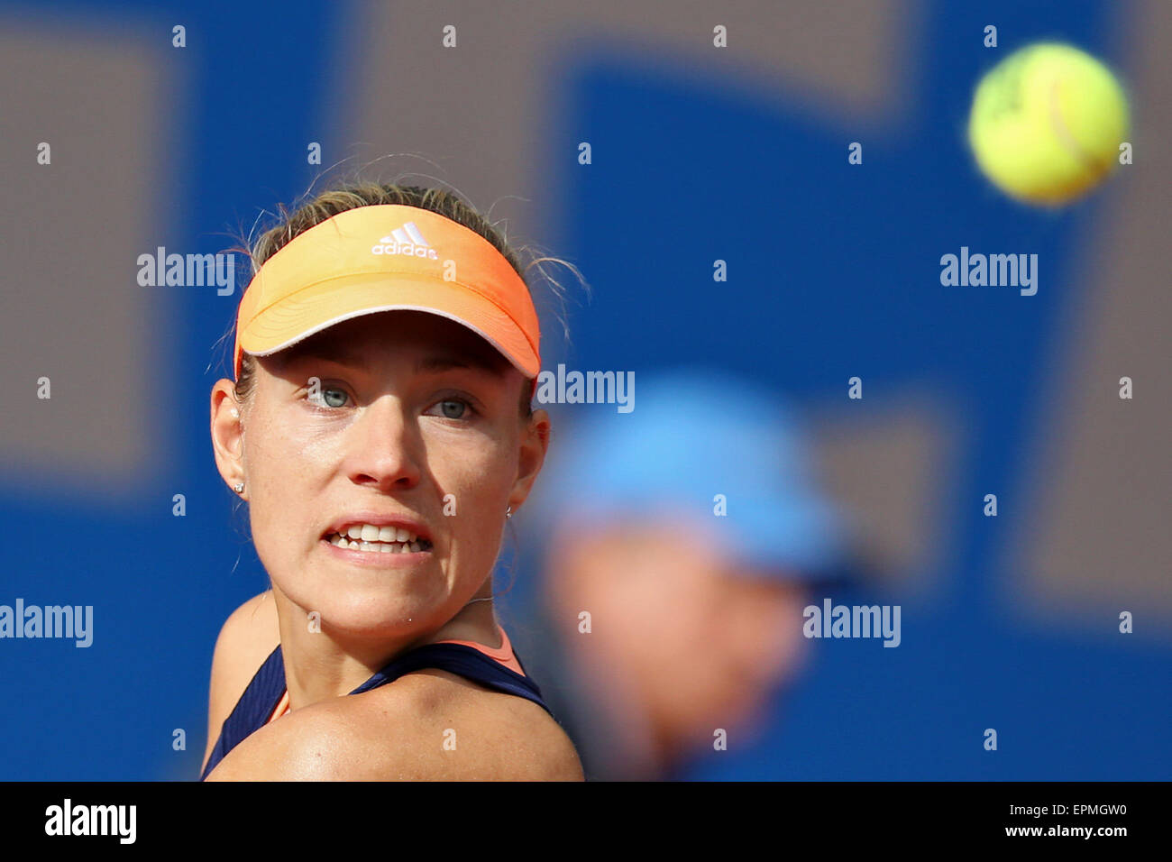 Nuremberg, Germany. 19th May, 2015. Angelique Kerber of Germanyin action against Klára Koukalová of Czech Republic during the last sixteen round match of the WTA tennis tournament in Nuremberg, Germany, 19 May 2015. PHOTO: DANIEL KARMANN/dpa/Alamy Live News Stock Photo