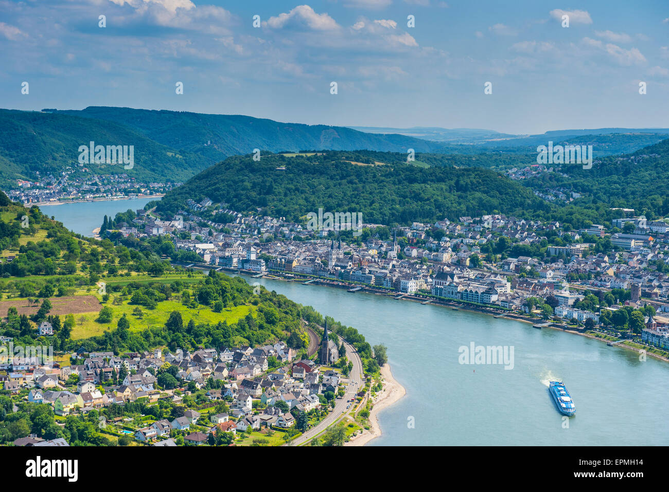 Germany, Rhineland-Palatinate, overlook over Boppard and the Rhine Stock Photo