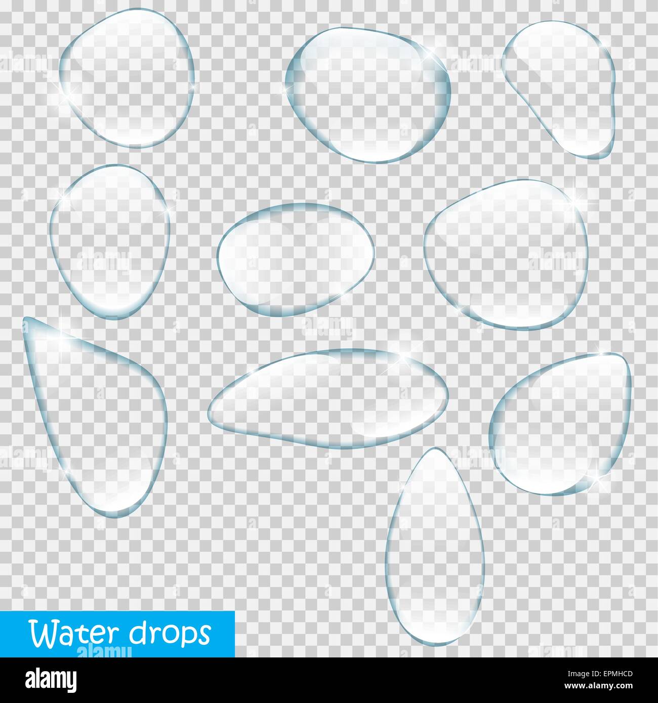 Realistic Water Drops Set On Transparent Background Vector Illus Stock Vector