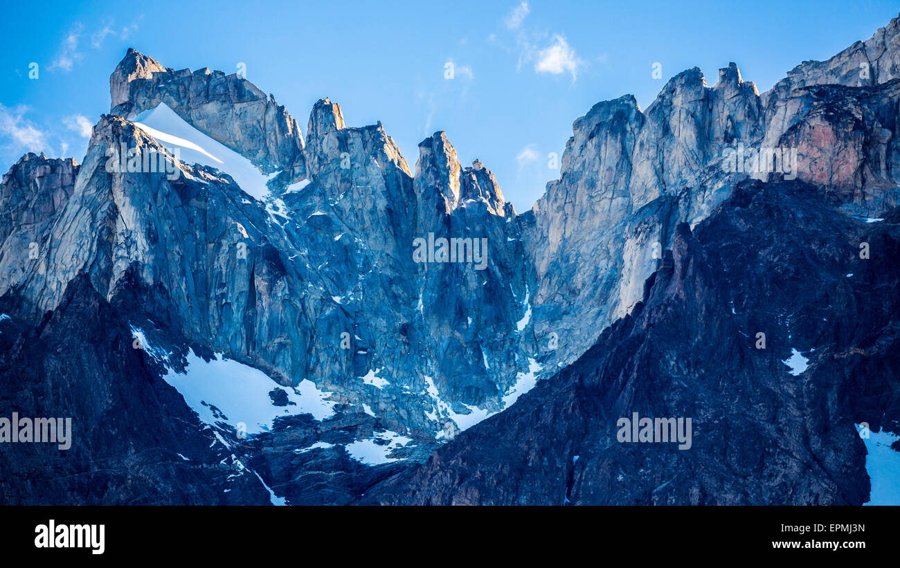 South America, Chile, Magallanes y la Antartica Chilena Region, Cordillera del Paine, Torres del Paine National Park Stock Photo