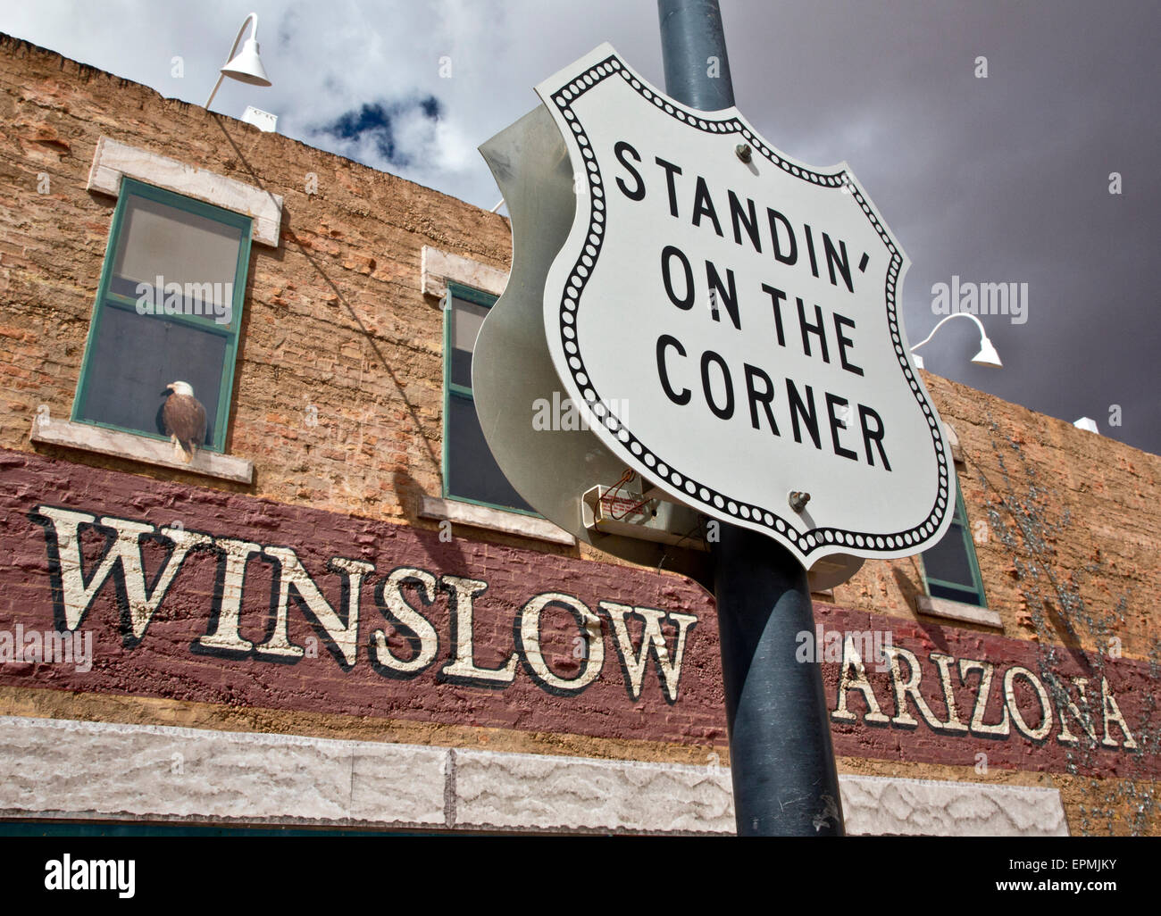 Standing on the Corner in Winslow, Arizona. Stock Photo