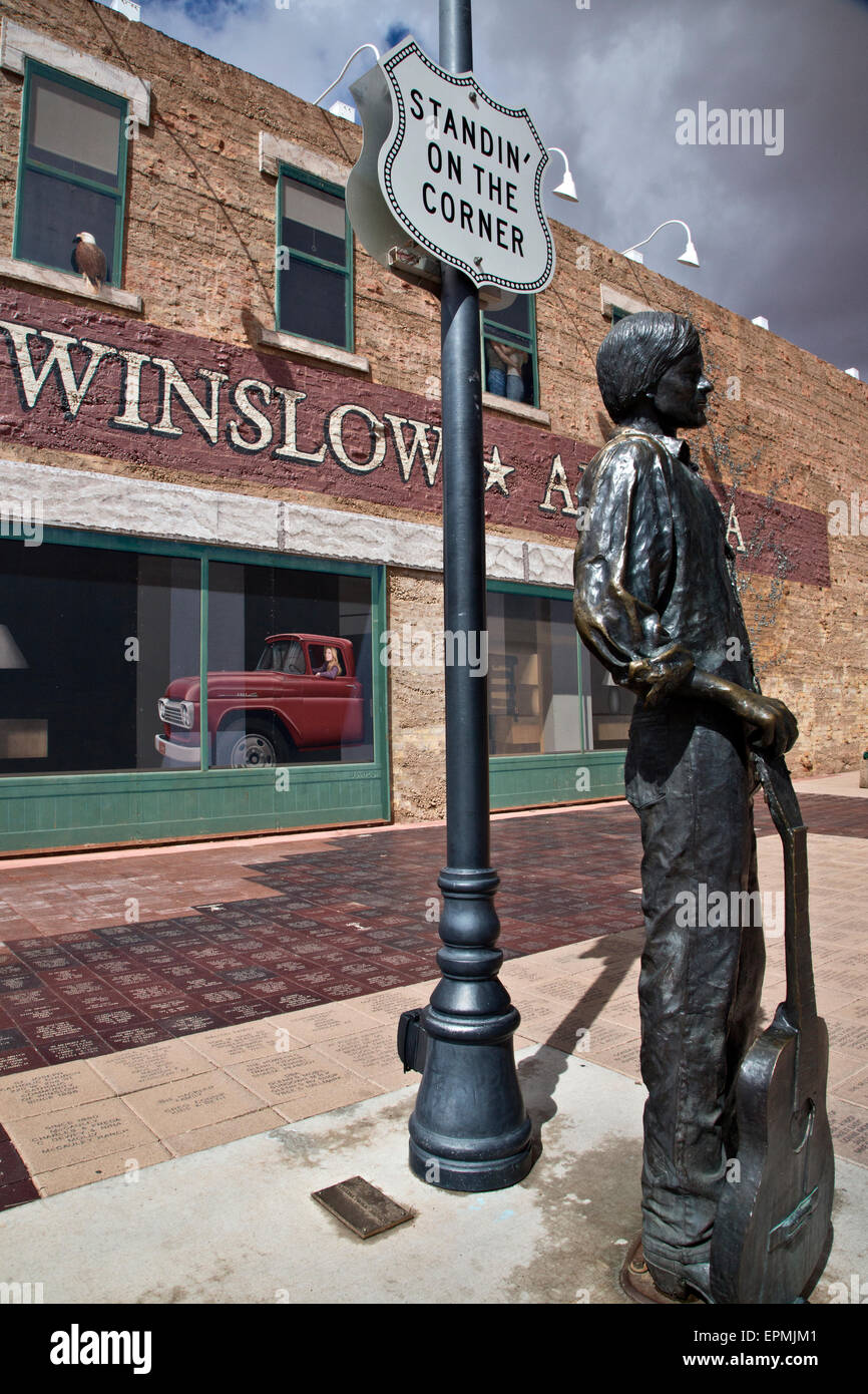Standing on the Corner in Winslow, Arizona. Stock Photo