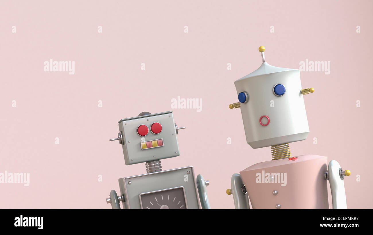 Male and female robot, 3D rendering Stock Photo