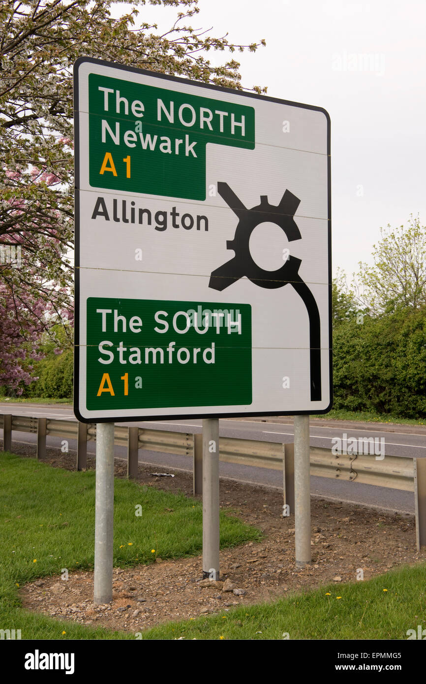 North/South Motorway road sign Stock Photo