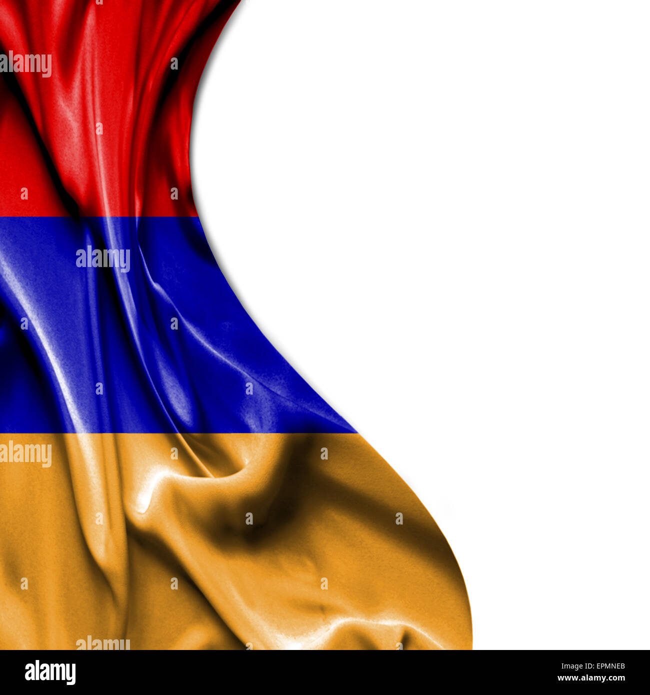 Armenia waving silky flag isolated on white background Stock Photo - Alamy
