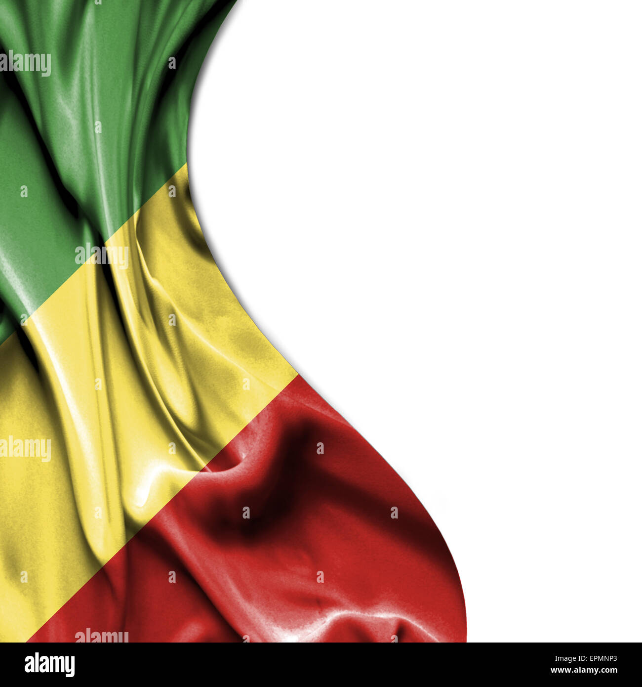 Congo Republic waving silky flag isolated on white background Stock ...