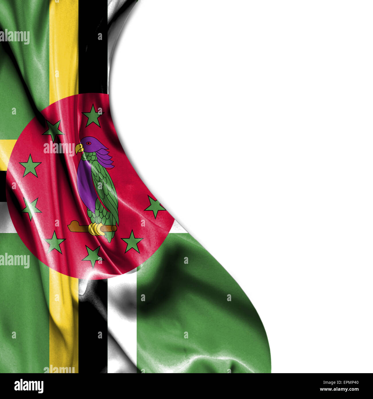 Dominica waving silky flag isolated on white background Stock Photo - Alamy