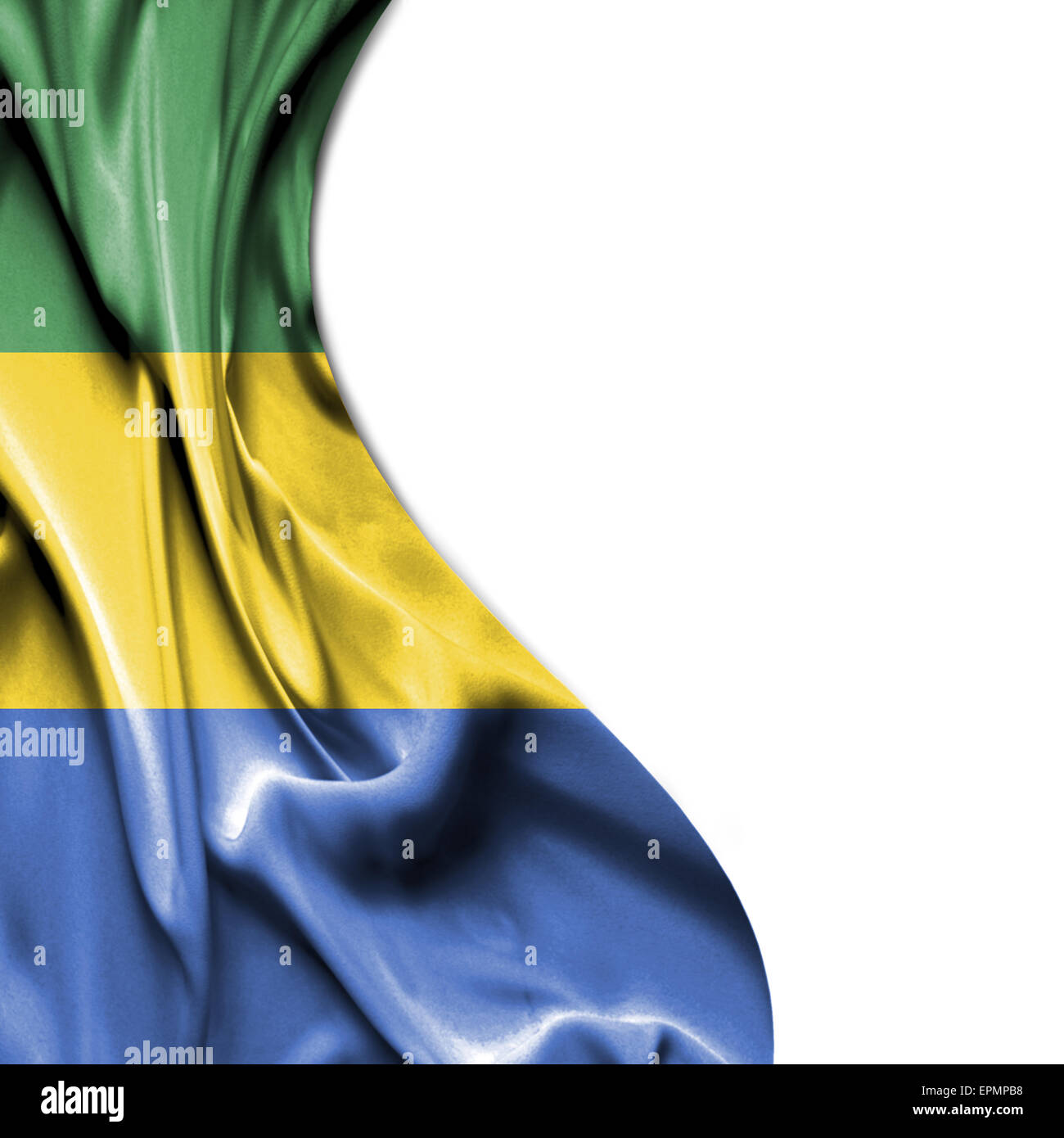 Gabon waving silky flag isolated on white background Stock Photo - Alamy
