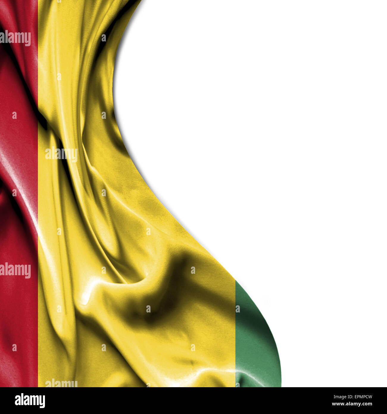 Guinea waving silky flag isolated on white background Stock Photo - Alamy