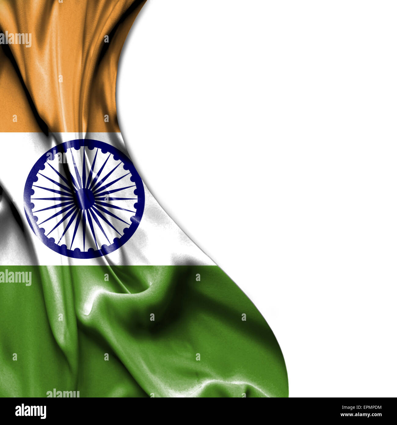 India waving silky flag isolated on white background Stock Photo - Alamy