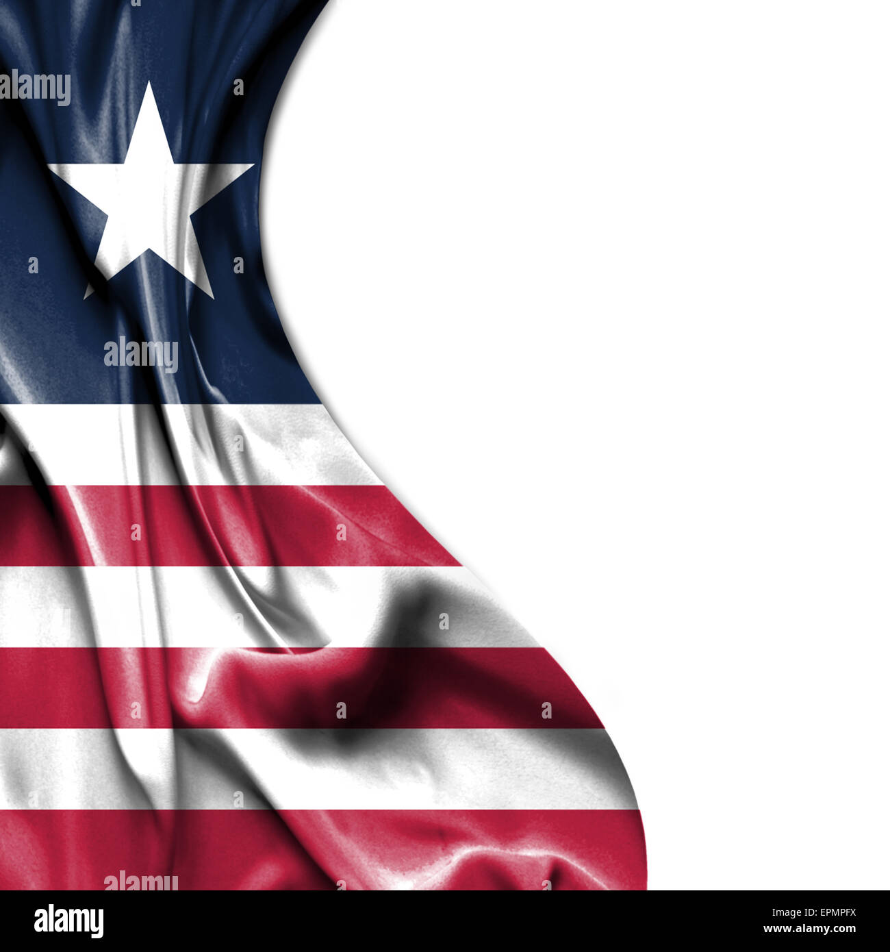 Liberia waving silky flag isolated on white background Stock Photo - Alamy