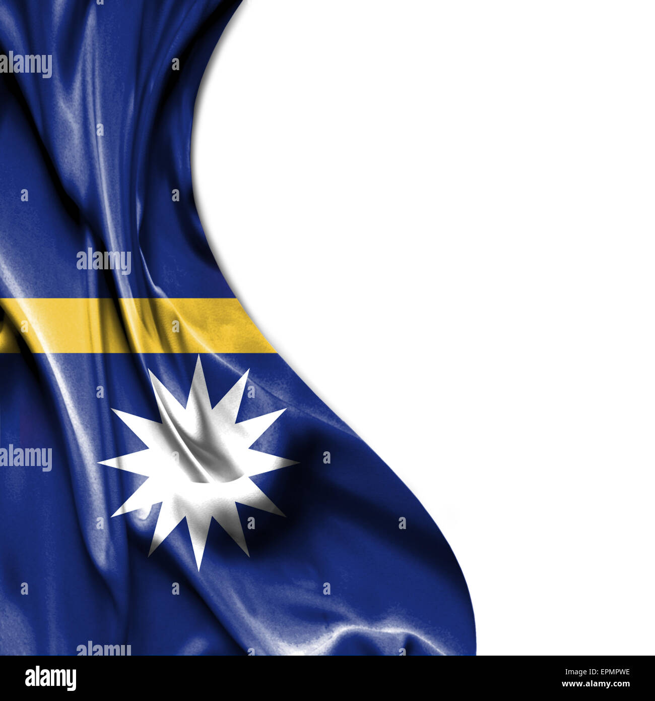 Nauru waving silky flag isolated on white background Stock Photo - Alamy