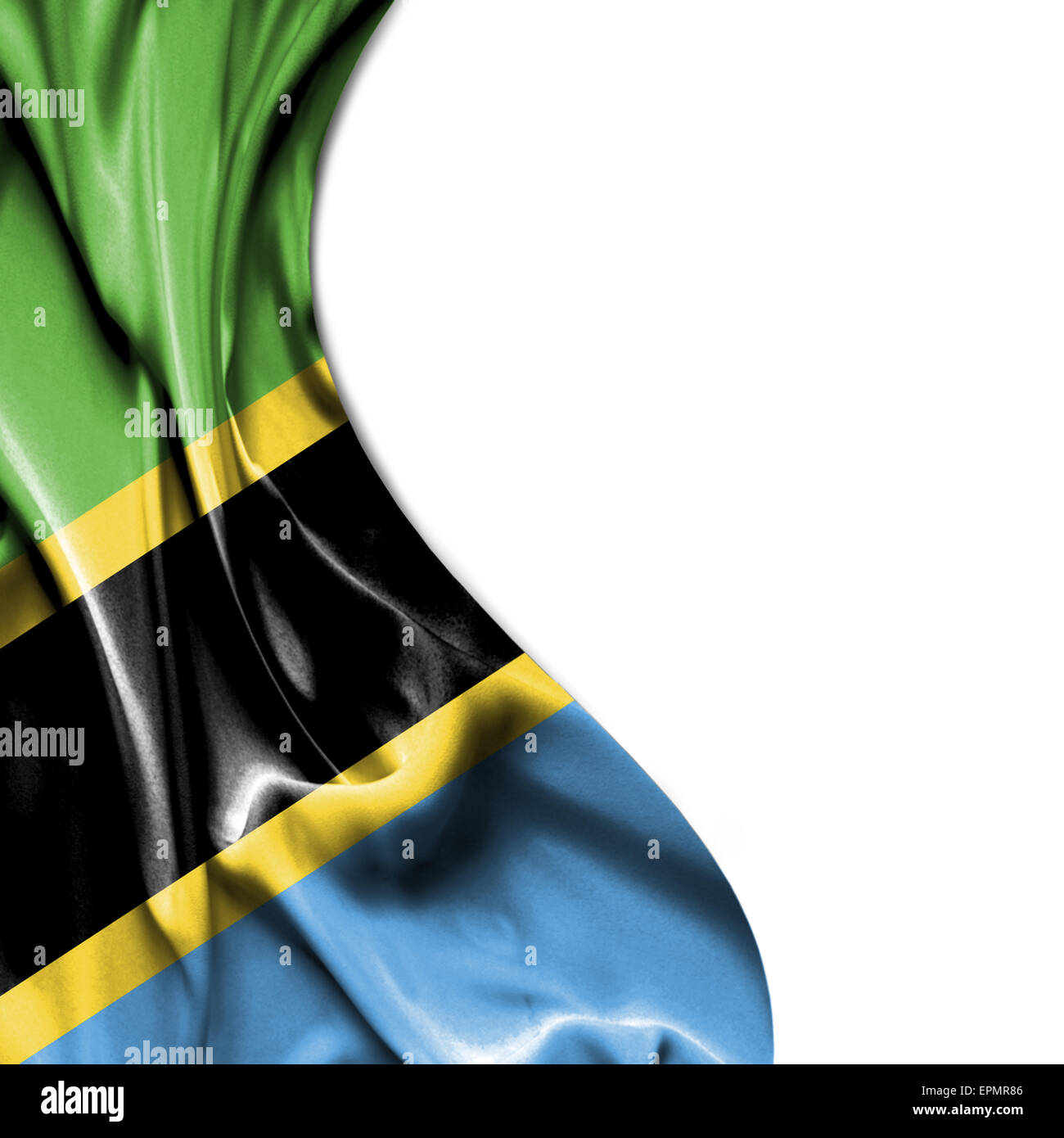 Tanzania waving silky flag isolated on white background Stock Photo - Alamy