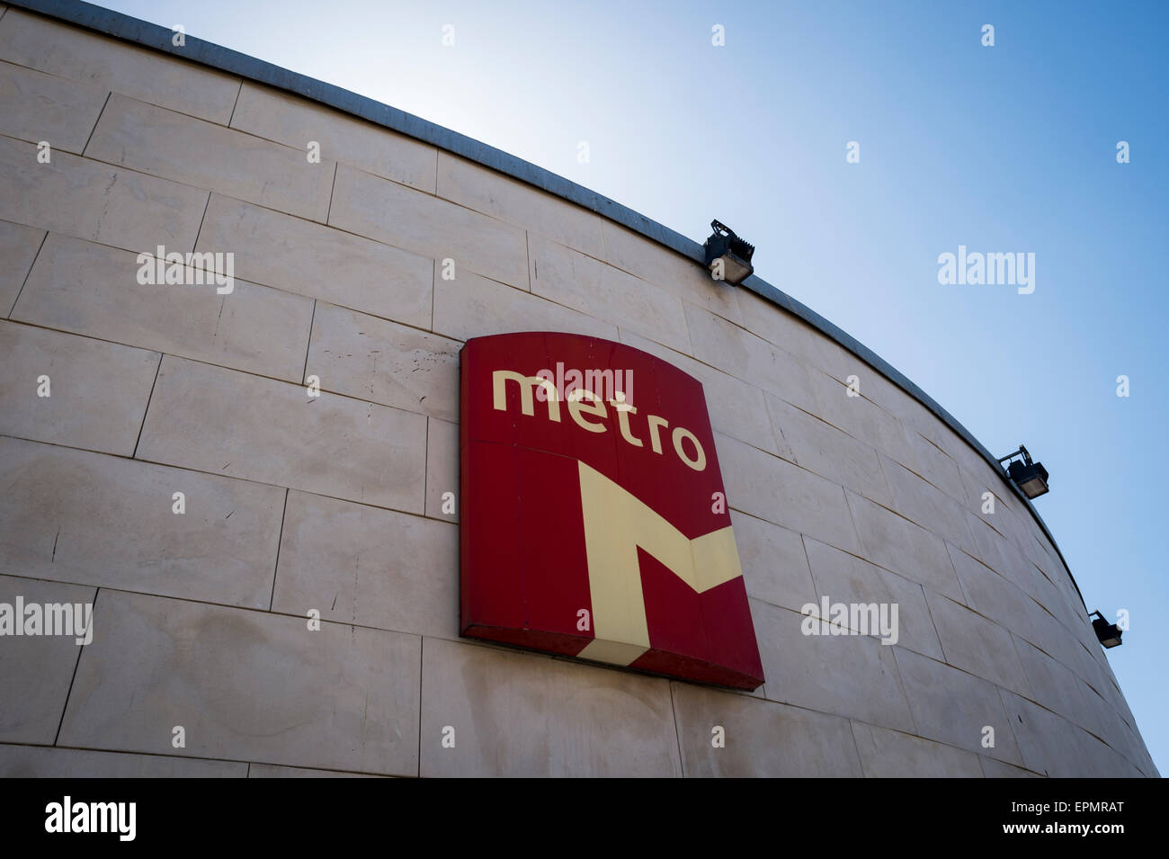 sign for the metro outside a station in Lisbon Portugal Stock Photo