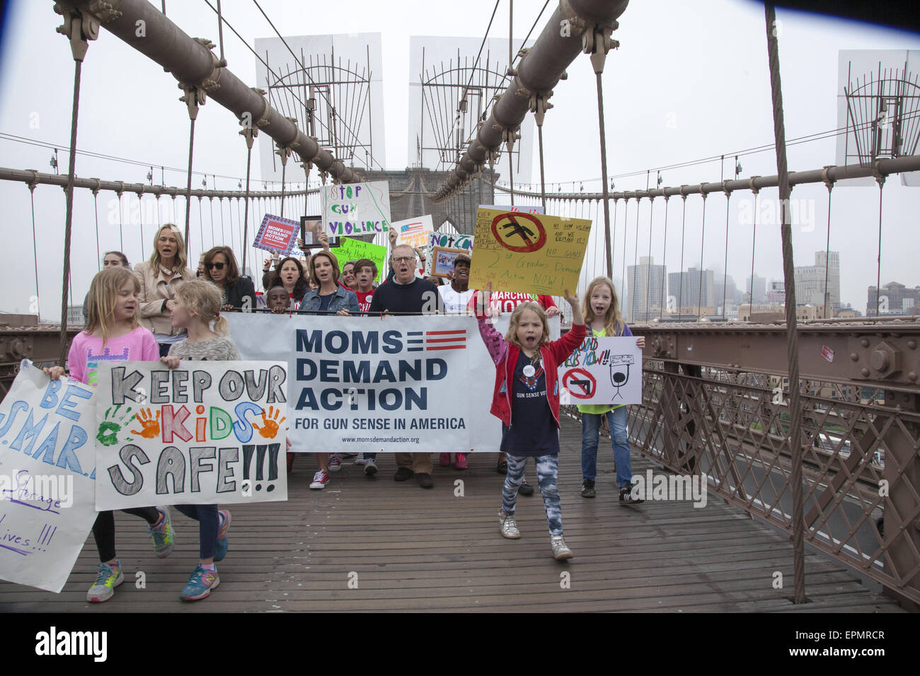 3rd Annual Walk Across The Brooklyn Bridge march and rally against gun violence sponsored by 'Moms Demand Action' Stock Photo