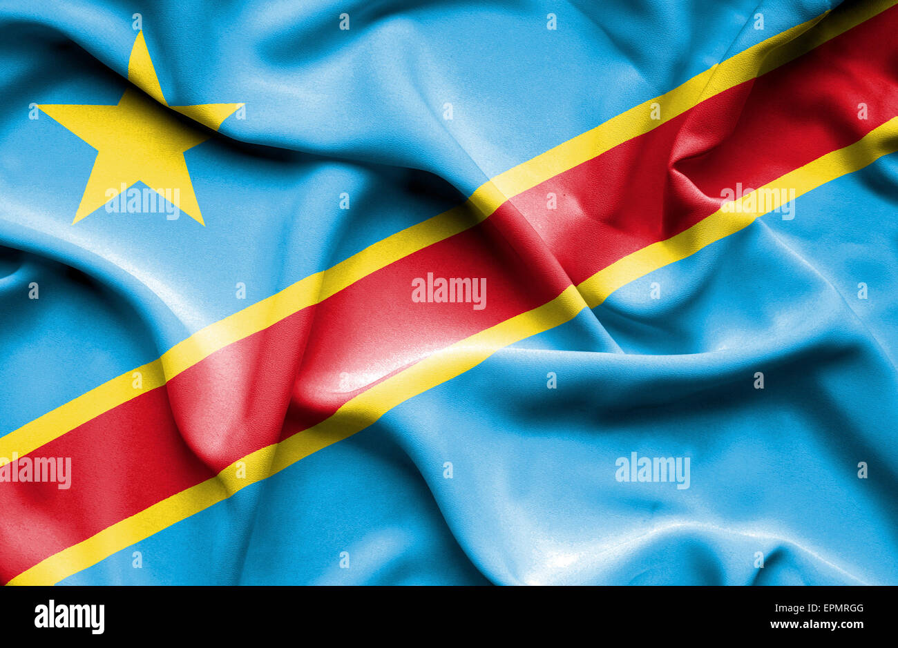 Congo Democratic Republic waving flag Stock Photo - Alamy