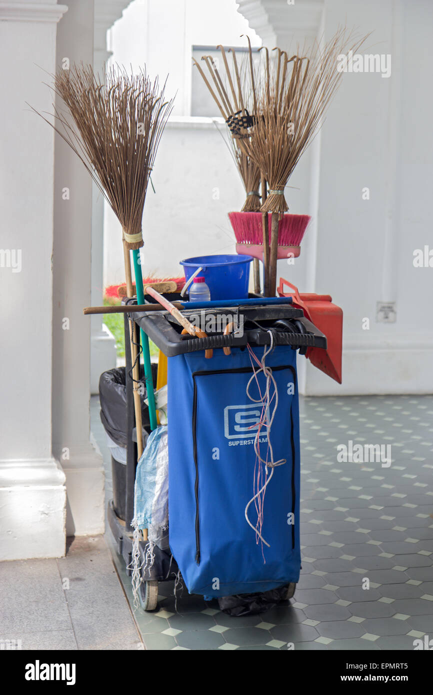 cleaning equipment on the sidewalk in Singapore Stock Photo Alamy