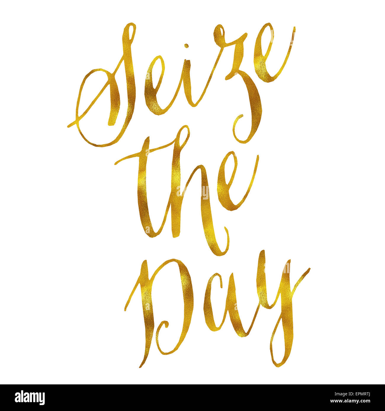 Seize The Day Carpe Diem Gold Faux Foil Metallic Glitter Quote Isolated on  White Background Stock Photo - Alamy