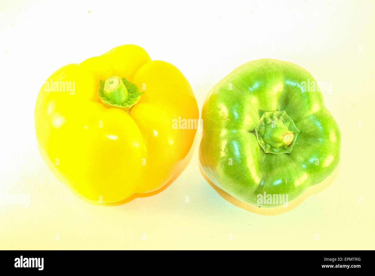 Yellow and green peppers, isolated on white background Stock Photo - Alamy