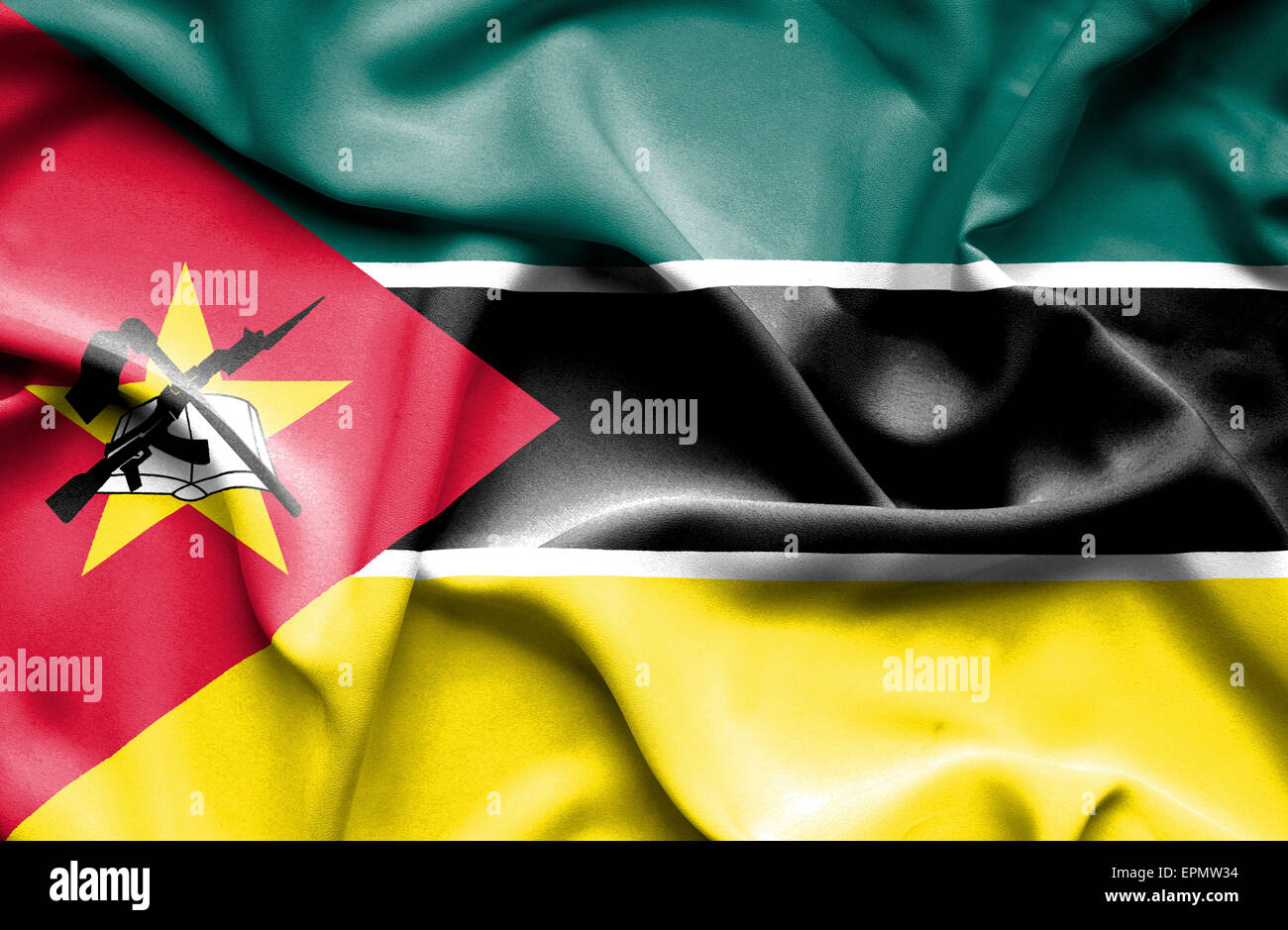 Mozambique waving flag Stock Photo