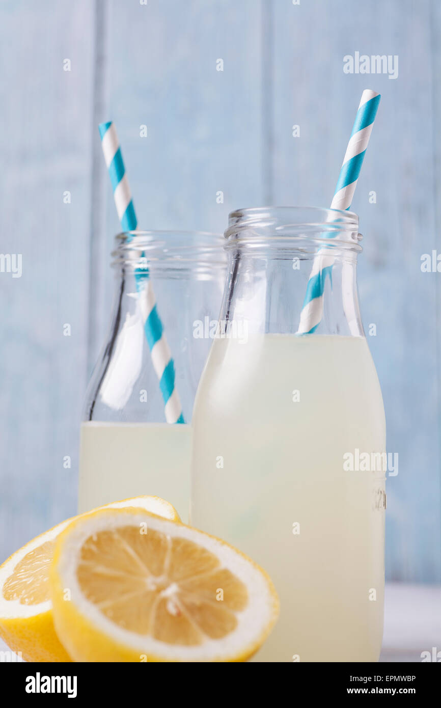 Traditional cloudy lemonade in glass bottles Stock Photo Alamy