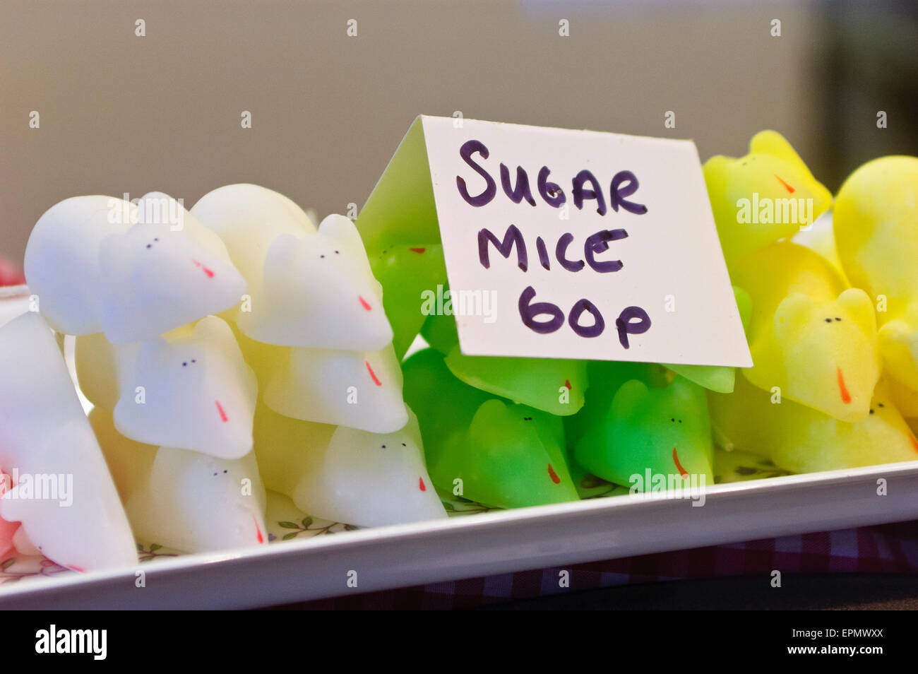 Sugar Mice For Sale in Sweet Shop Window Stock Photo Alamy