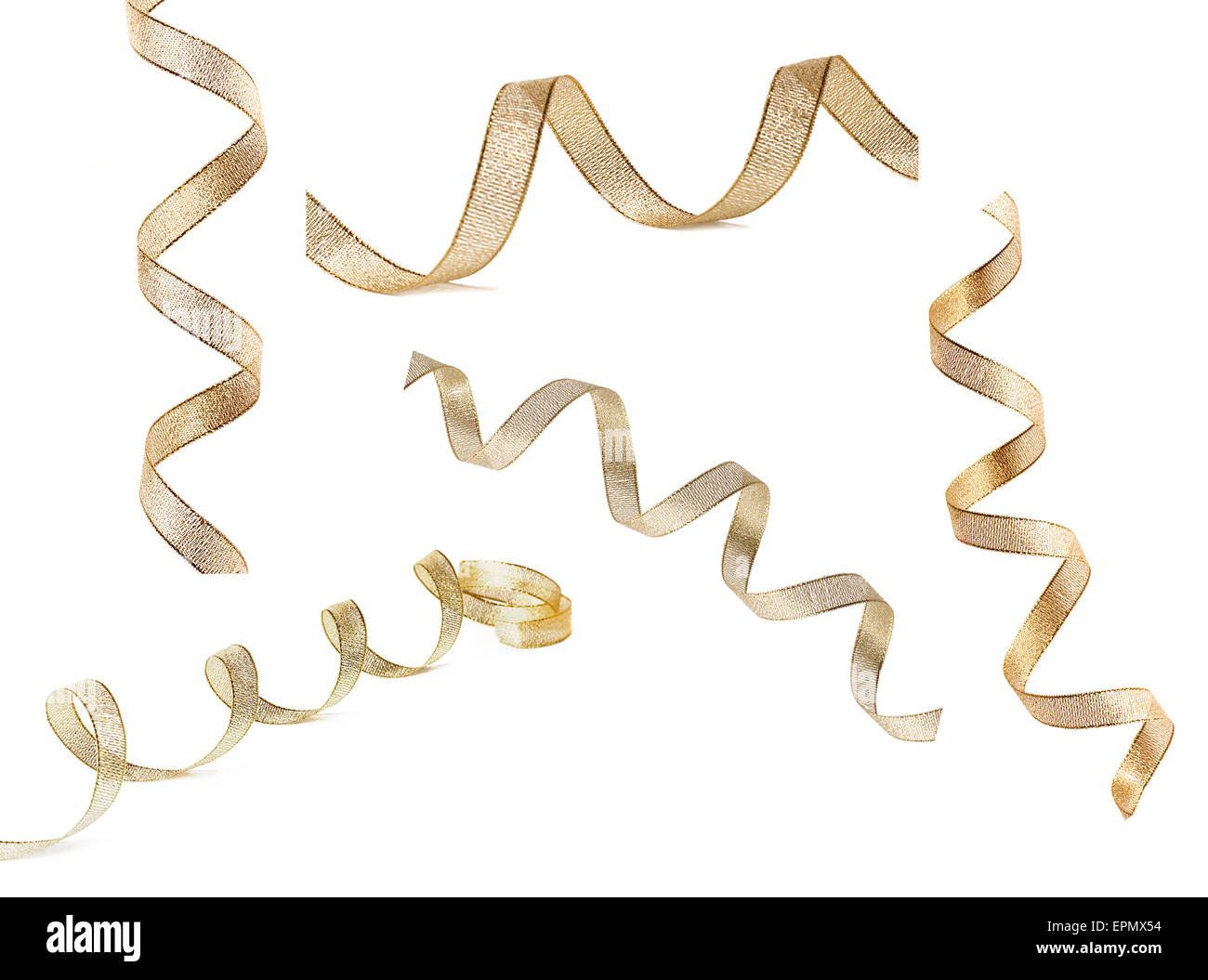Curly gold ribbon satin hi-res stock photography and images - Alamy