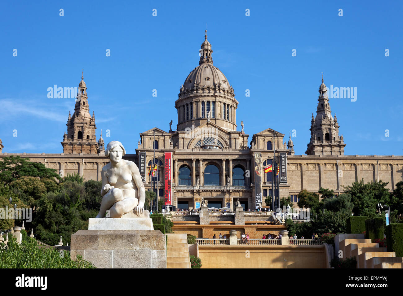 Spain, Catalonia, Barcelona, National Palace Palau Nacional, Montjuic ...