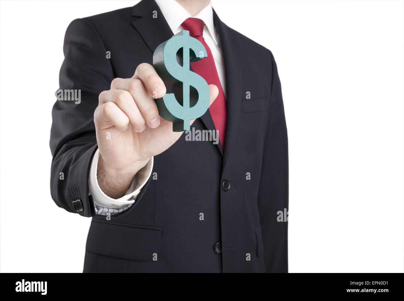 Businessman holding dollar sign with clipping path Stock Photo - Alamy