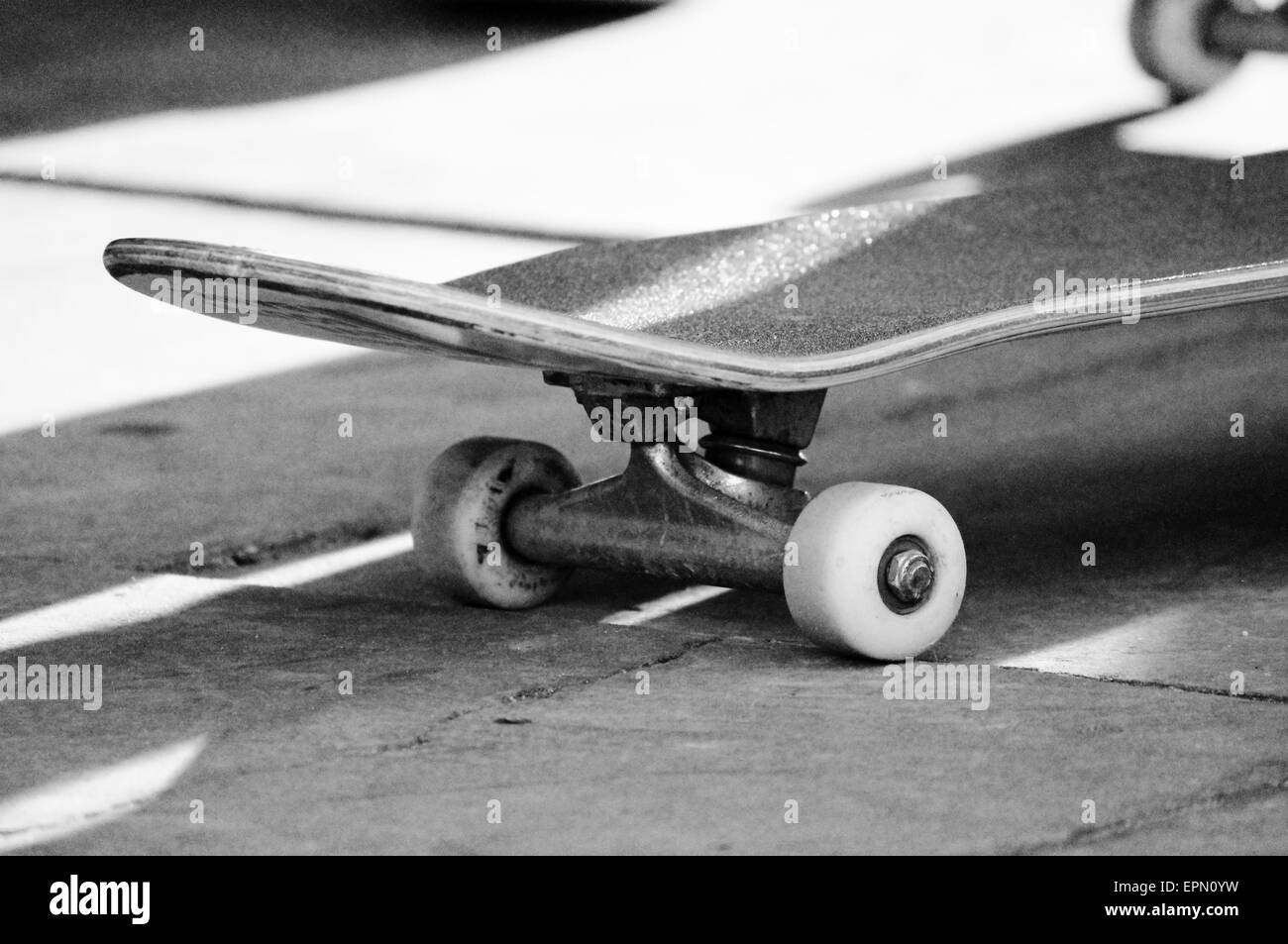 skateboard background copy space sode on wheels concrete Stock Photo