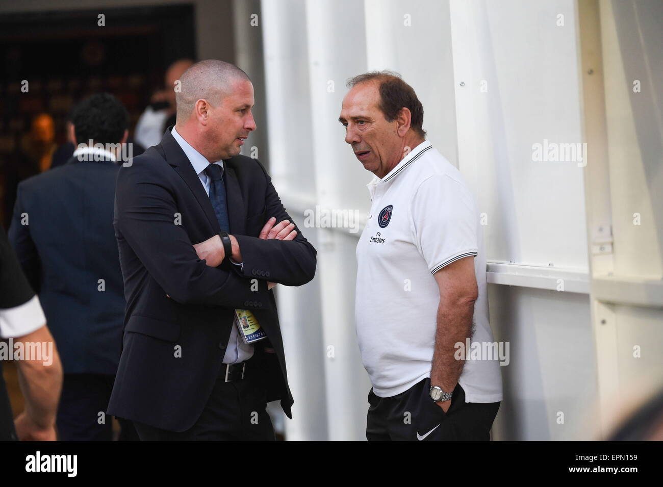 Bruno Carotti/Jean Louis Gasset - 16.05.2015 - Montpellier/Paris Saint Germain - 37eme journee de Ligue 1.Photo : Alexandre Dimou/Icon Sport Stock Photo