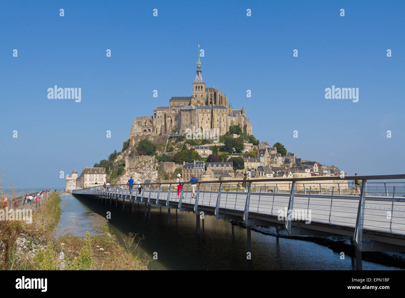 The new bridge to Mont St Michel seen in September 2014 Stock Photo