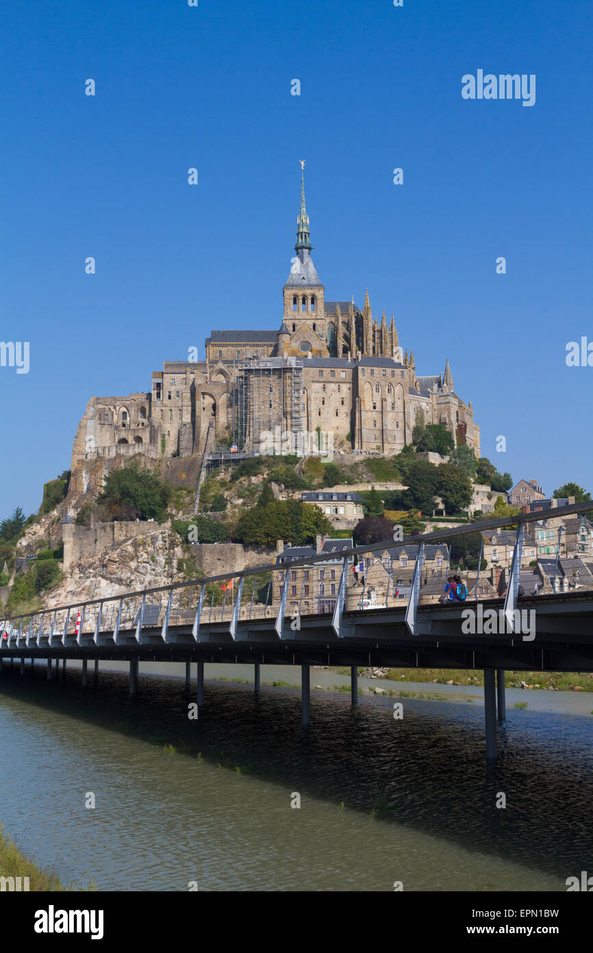 Mont St Michel in Normandy with new bridge Stock Photo