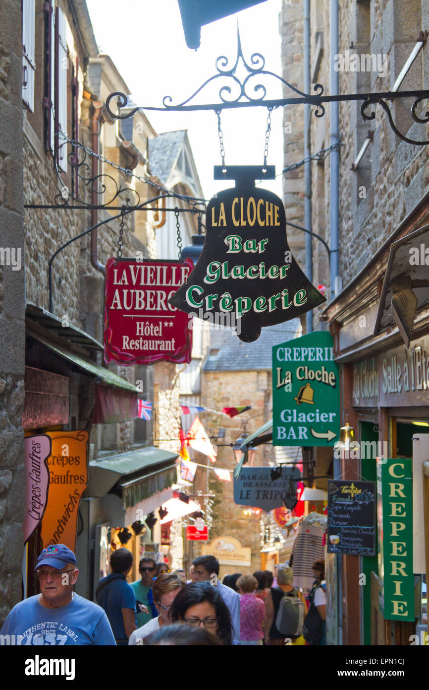 Mont St Michel in Normandy with tourists Stock Photo