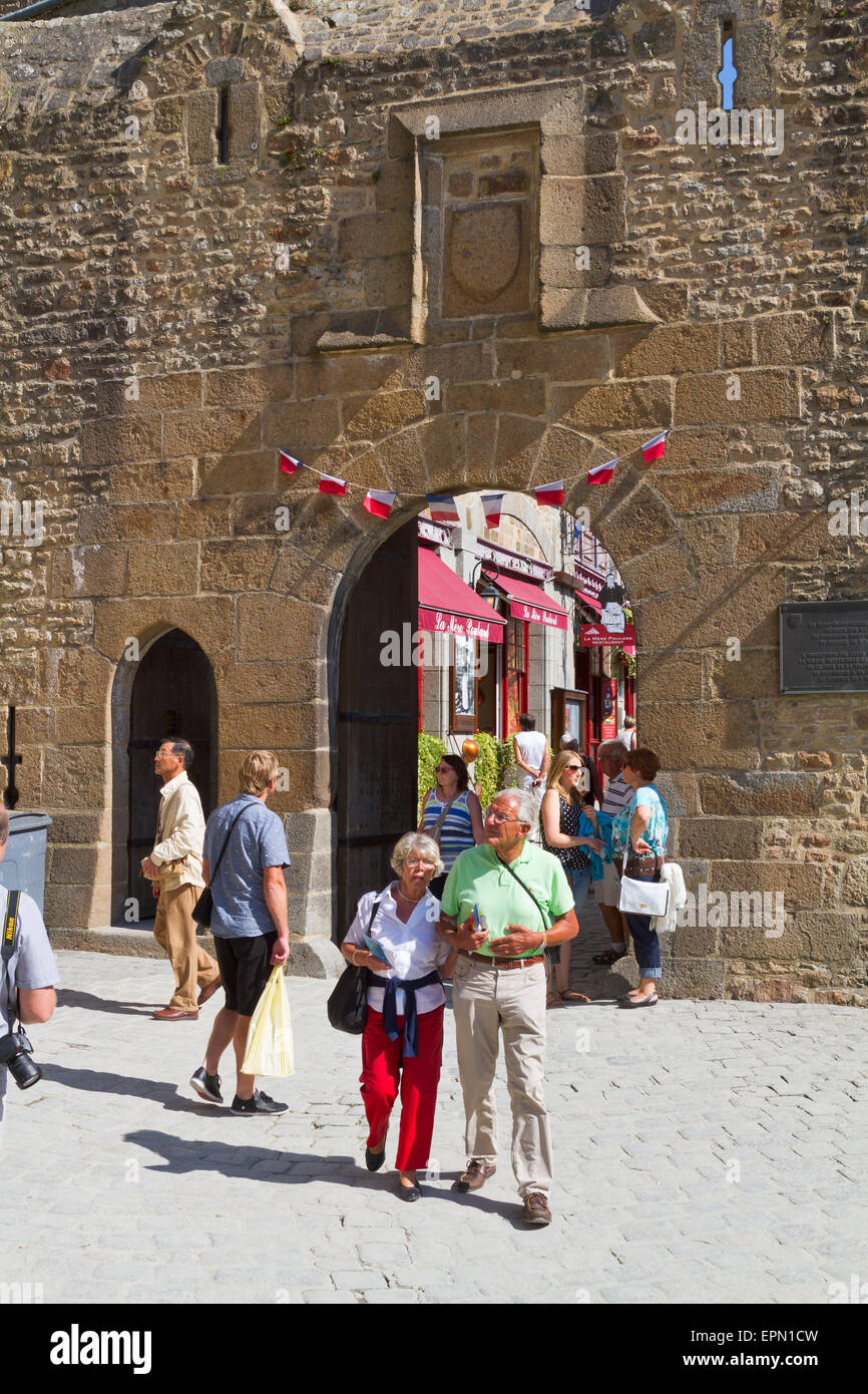 Mont St Michel in Normandy with tourists Stock Photo