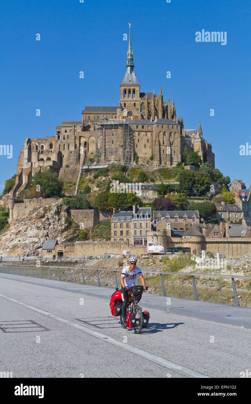 Mont St Michel and the new bridge in September Stock Photo