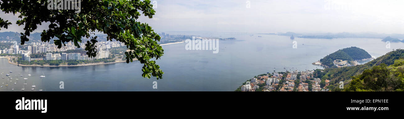 View to Rio from Pao de Acucar, Sugarloaf, Rio de Janiero, Brazil, Rio de Janeiro Stock Photo