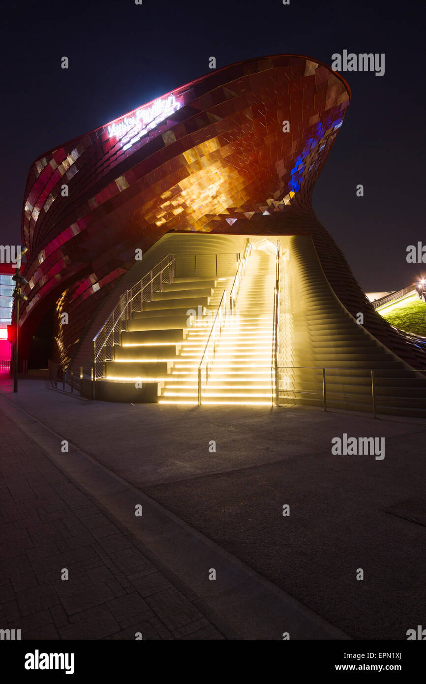 Milan, Italy, 5th May 2015. The Vanke pavilion by Daniel Libeskind at Expo 2015. Stock Photo