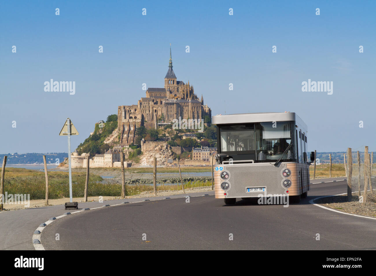 Mont Saint Michel visitors use modern shuttle bus, Normandy France Stock Photo Alamy Mont Saint Michel visitors use modern shuttle bus, Normandy France Stock Photo Alamy