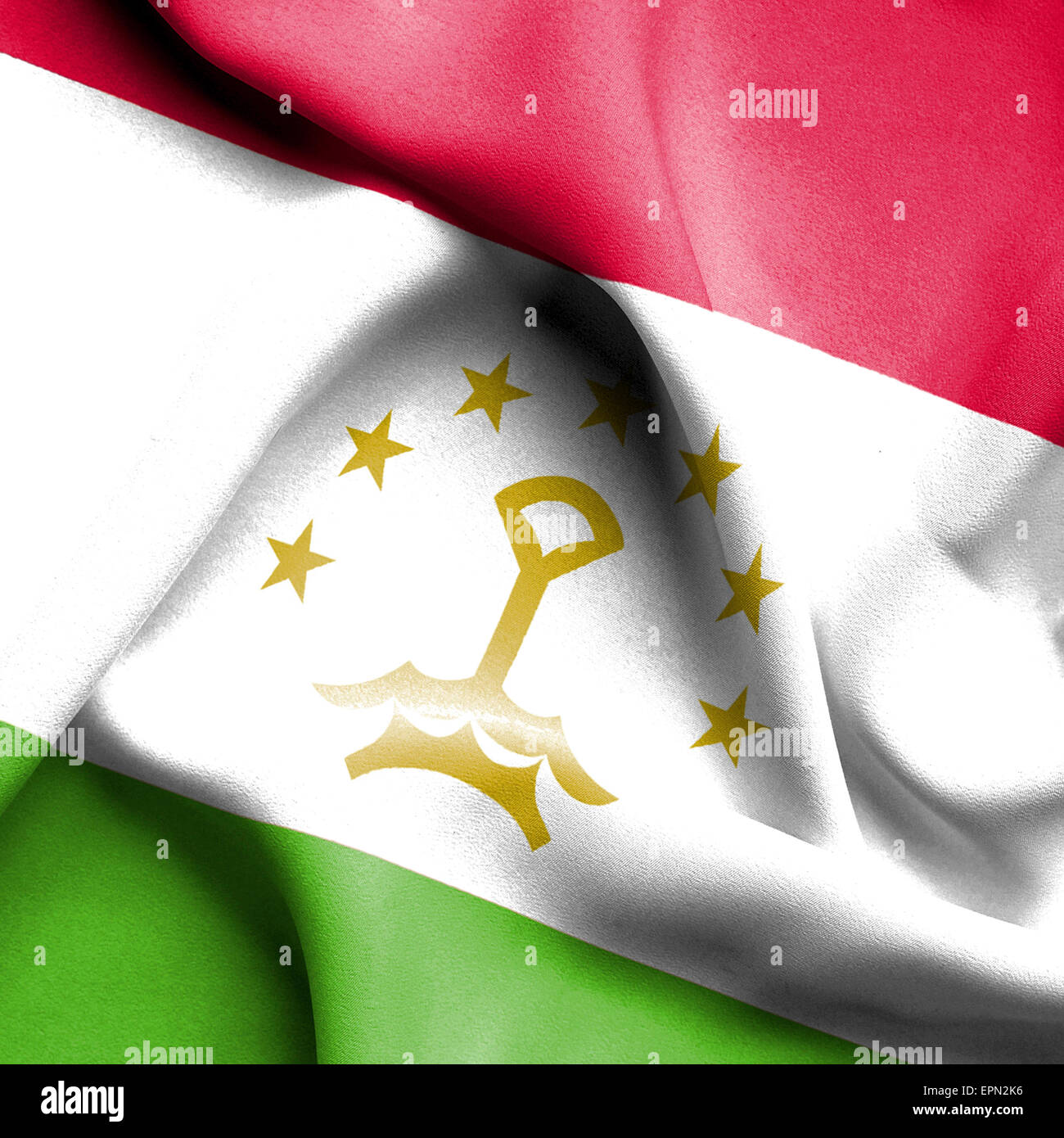 Tajikistan waving flag Stock Photo