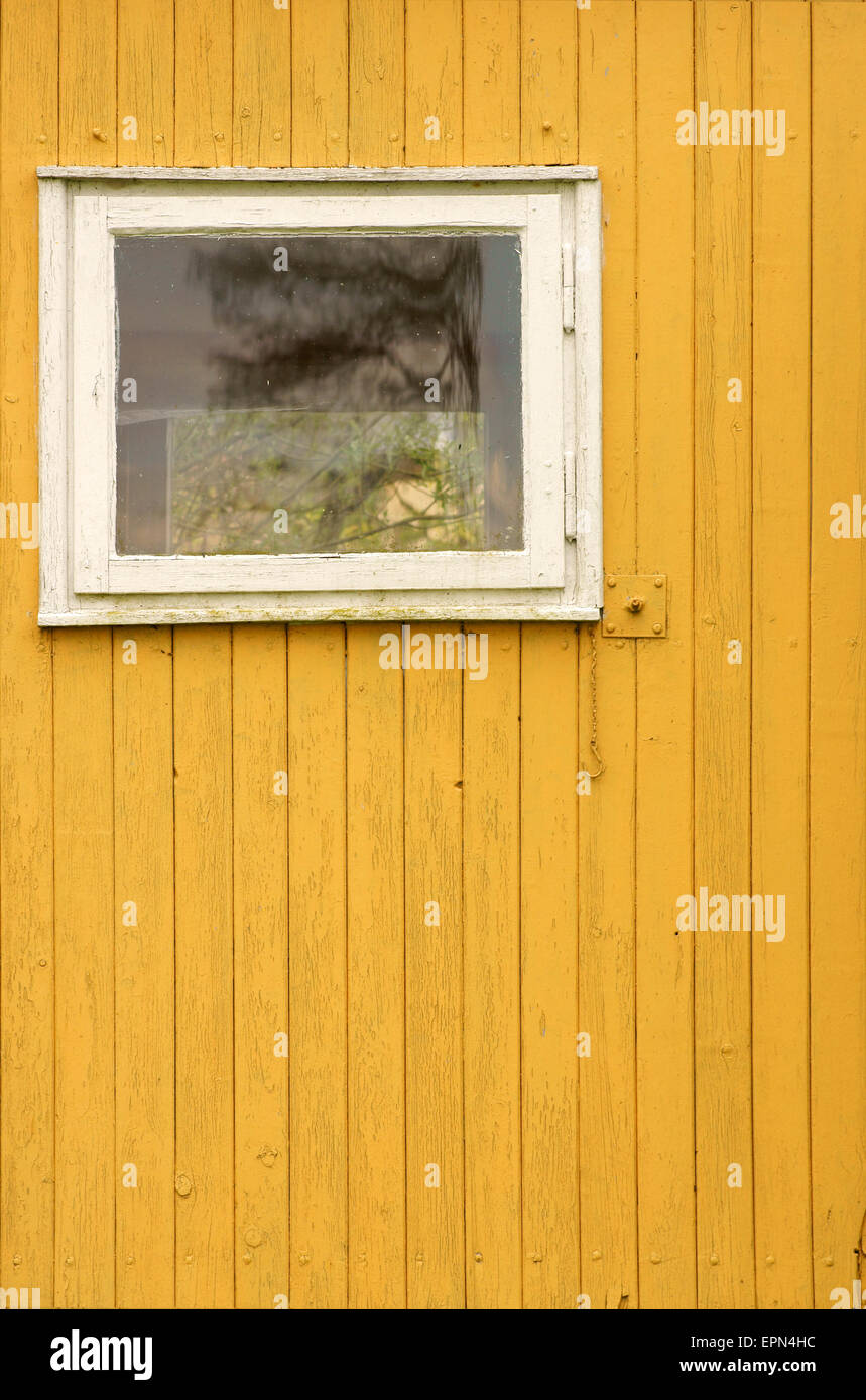 Wooden wall with window Stock Photo - Alamy