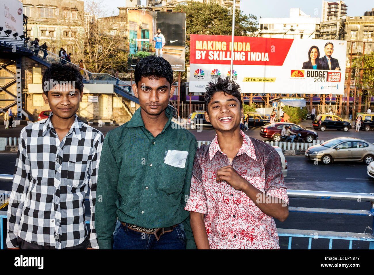 Mumbai India,Indian Asian,Girgaon,Maharshi Karve Road,adult adults man men male,teen teens teenage teenager teenagers youth adolescent,male boy boys l Stock Photo