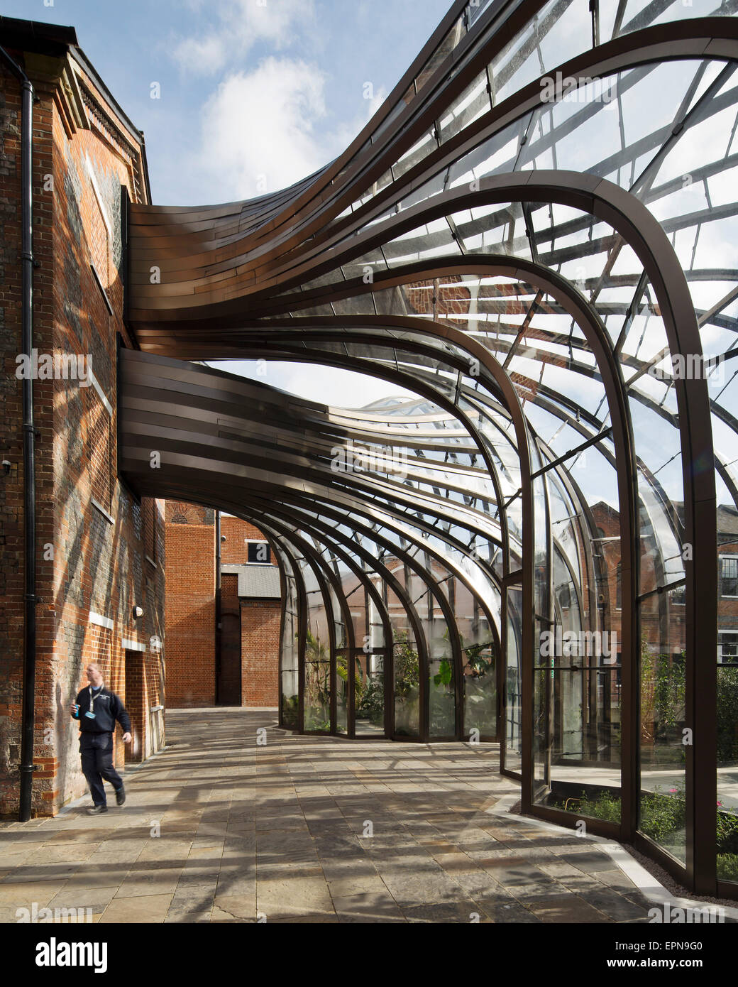 View of Glass houses. Bombay Sapphire Distillery, Laverstoke, United ...