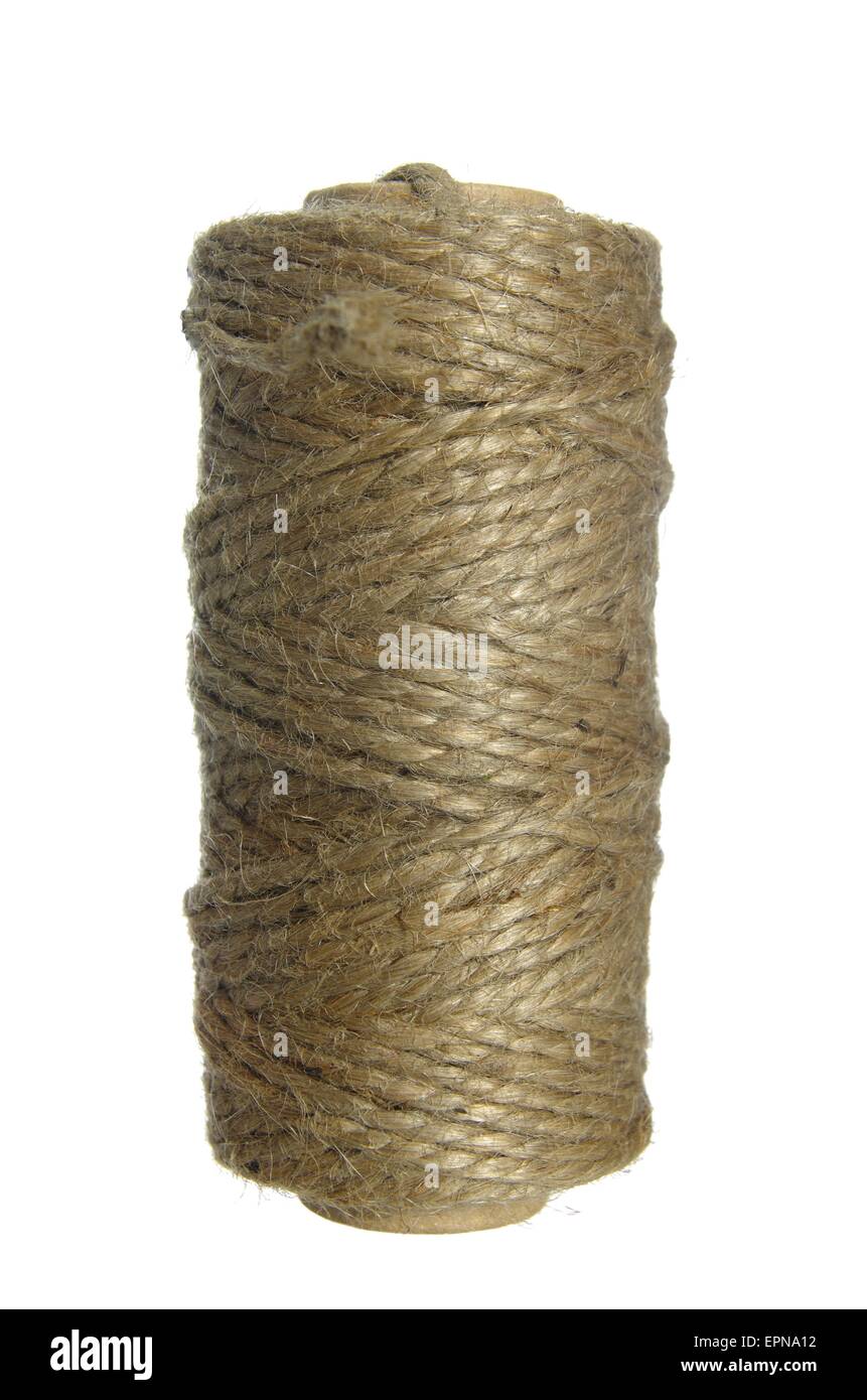roll of hemp string isolated on white background Stock Photo