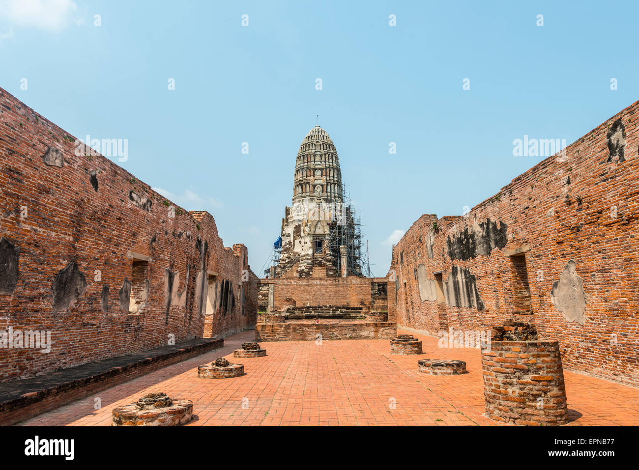 Temple in restoration, Wat Racha Burana, Ayutthaya, Chang Wat Phra Nakhon Si Ayutthaya, Thailand Stock Photo