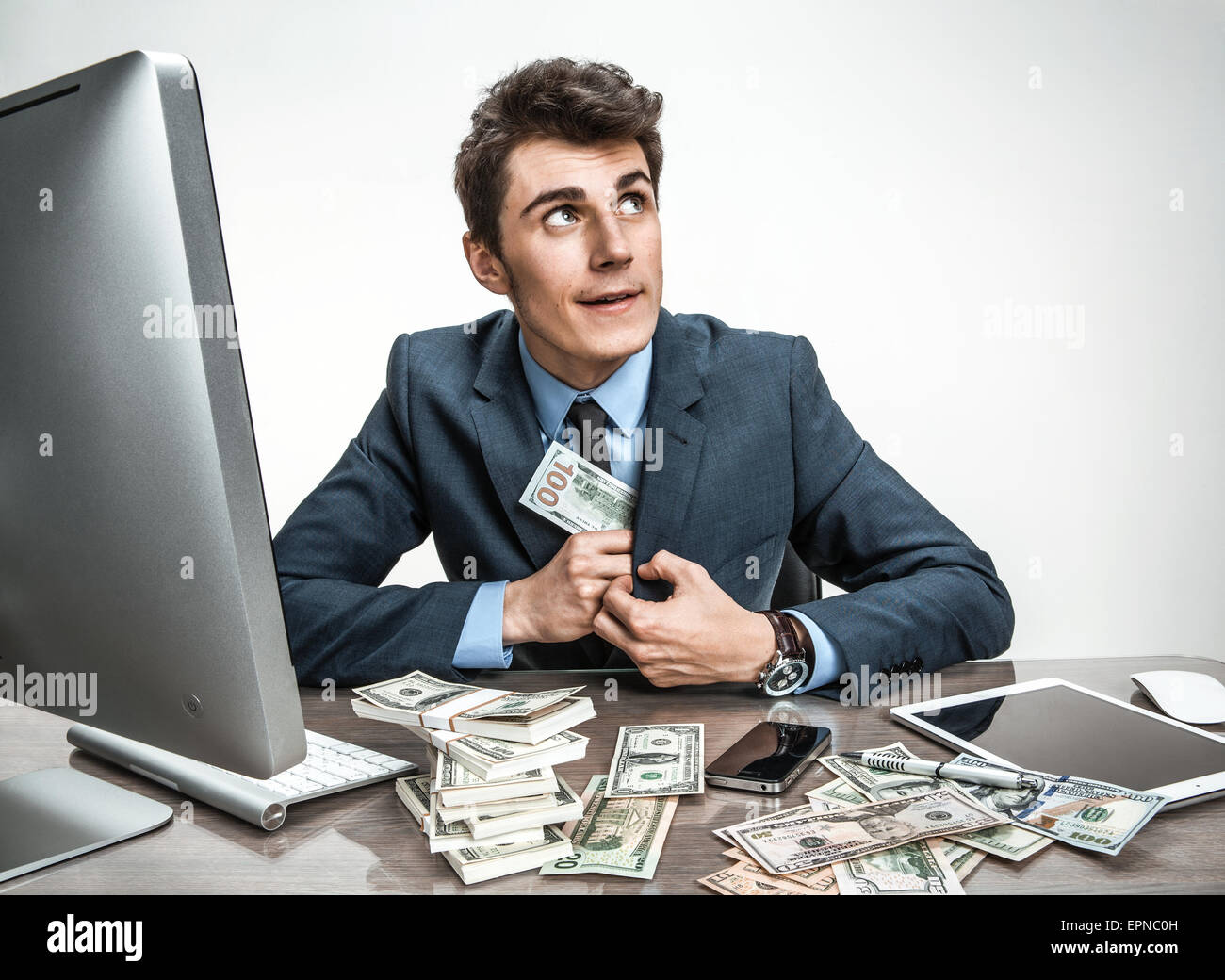 Government official stealing money from taxpayers Stock Photo