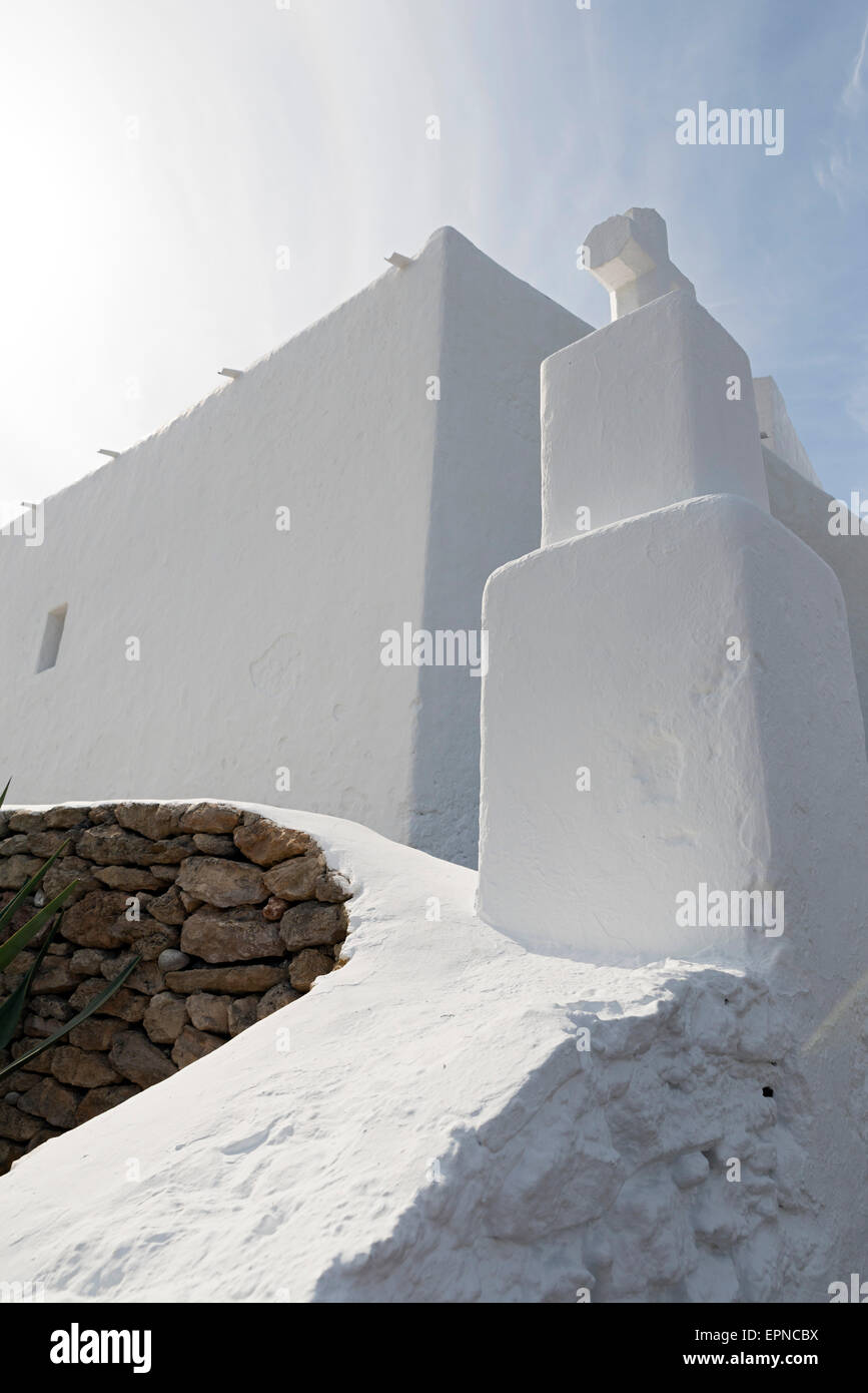 External view of St. Eulalia del Rio (Santa Eularia des Riu) church in Ibiza, Spain Stock Photo