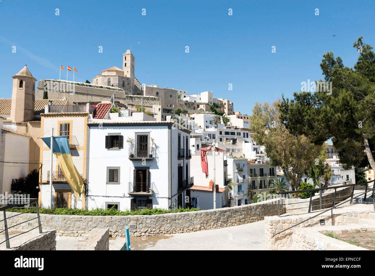 Cathedral and old town. Ibiza, Balearic Islands. Spain Stock Photo